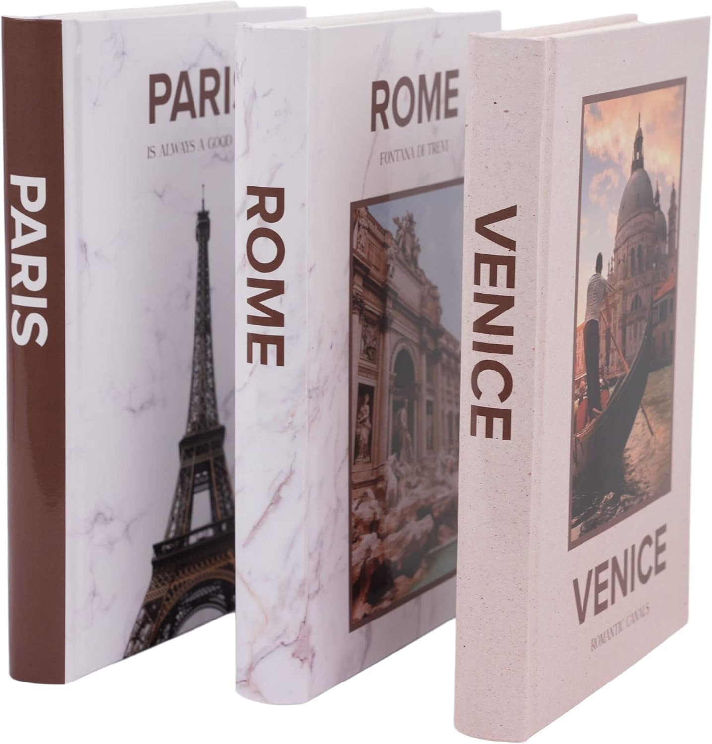Decorative Books for Home Decor – Set of 3 Hardcover Decor Books for Shelves, Fa