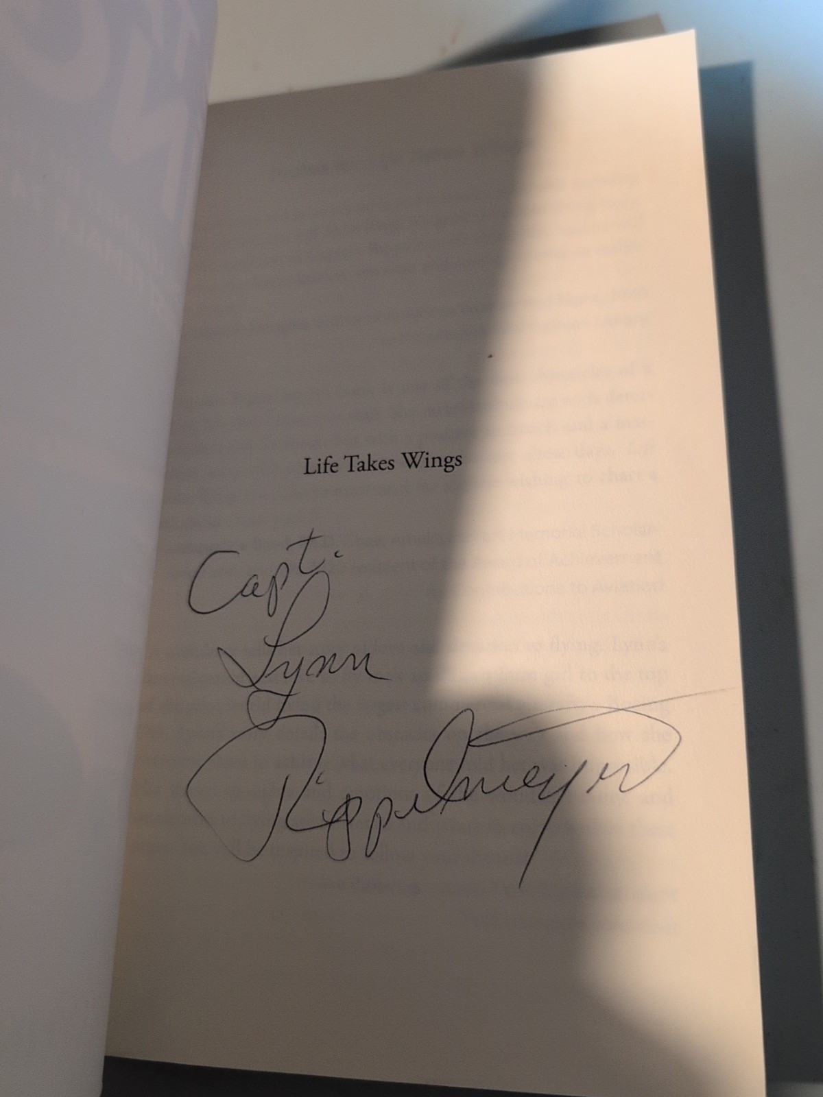 **Signed**Life Takes Wings Captain Lynn Rippelmeyer
