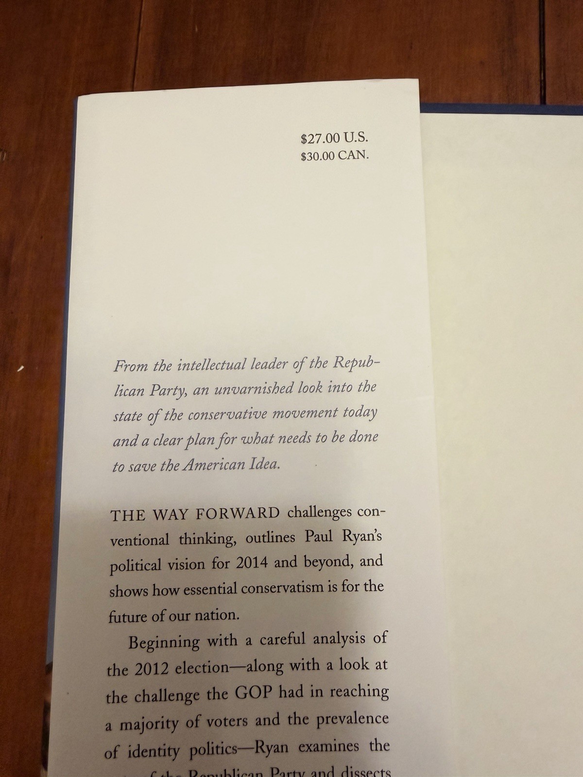 The Way Forward Paul Ryan SIGNED First Edition 1st Printing 2014 Hardcover