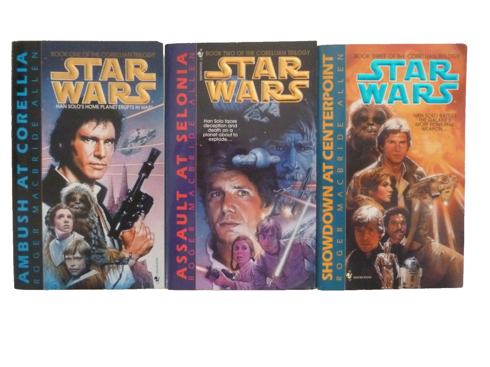 THREE (3) ROGER MACBRIDE ALLEN MMPaperbacks in STAR WARS: the Corellian Trilogy