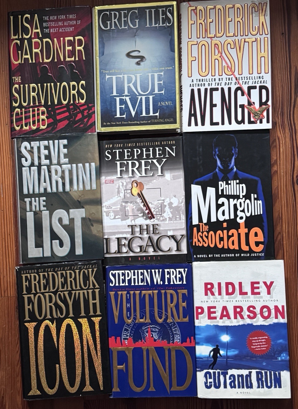 Lot of 9 Thriller Mystery Hardcover Books HCDJ Forsyth Isles Frey Lisa Gardner