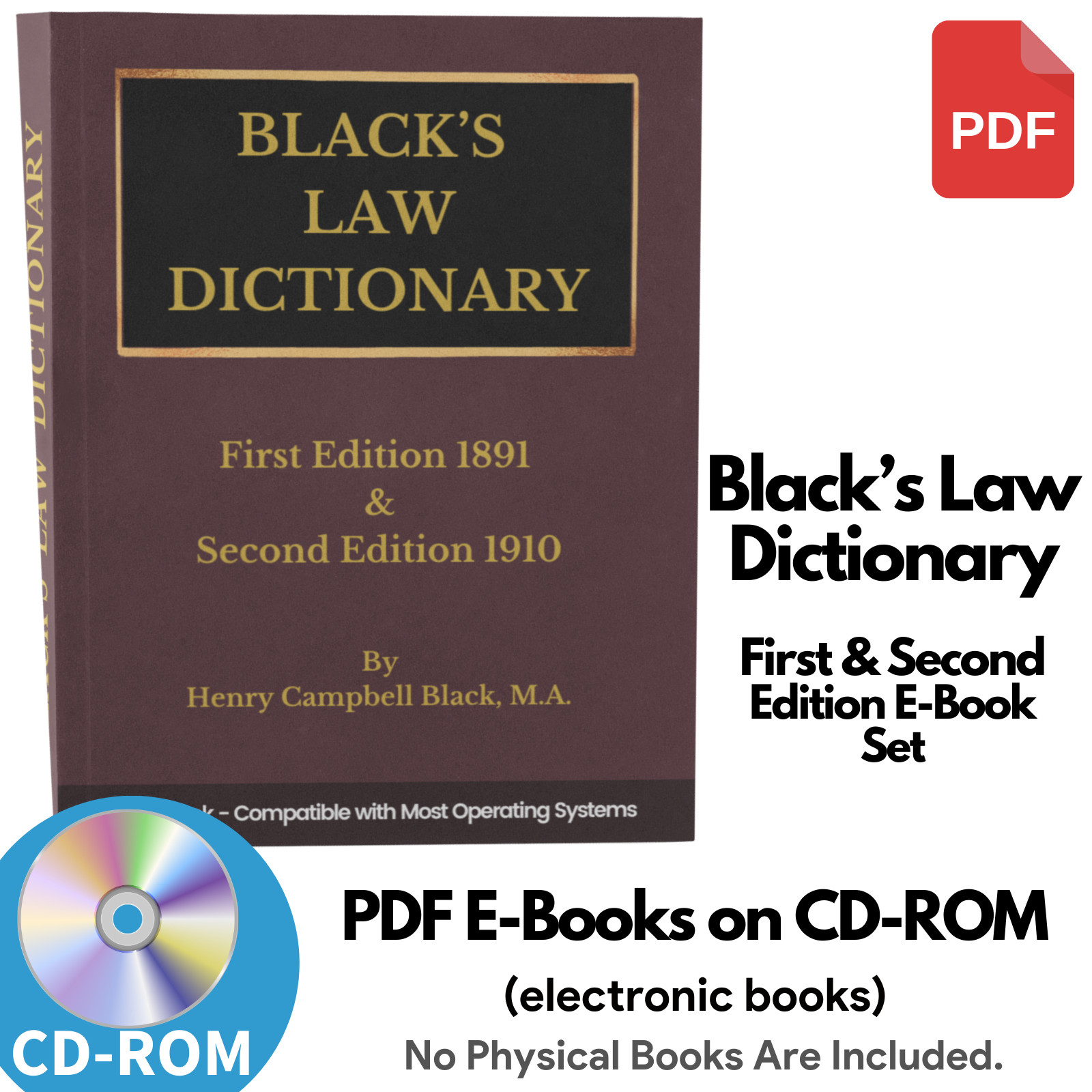 BLACK’S LAW DICTIONARY, 1st Edition 1891 and 2nd Edition 1910 Law Book on CD-ROM