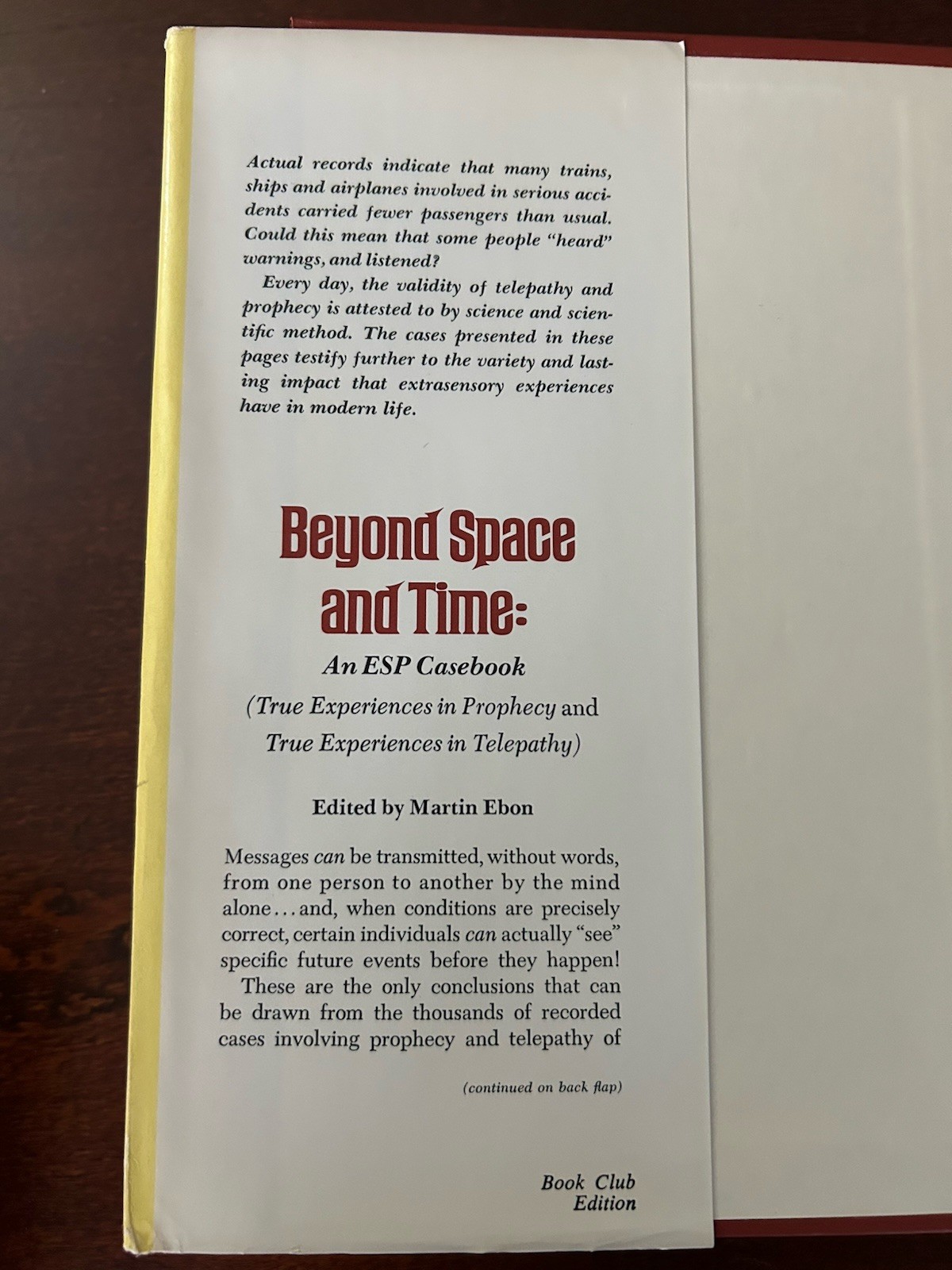 Beyond Space and Time: An ESP Casebook (1967 Vintage Hardcover) By Martin Ebon