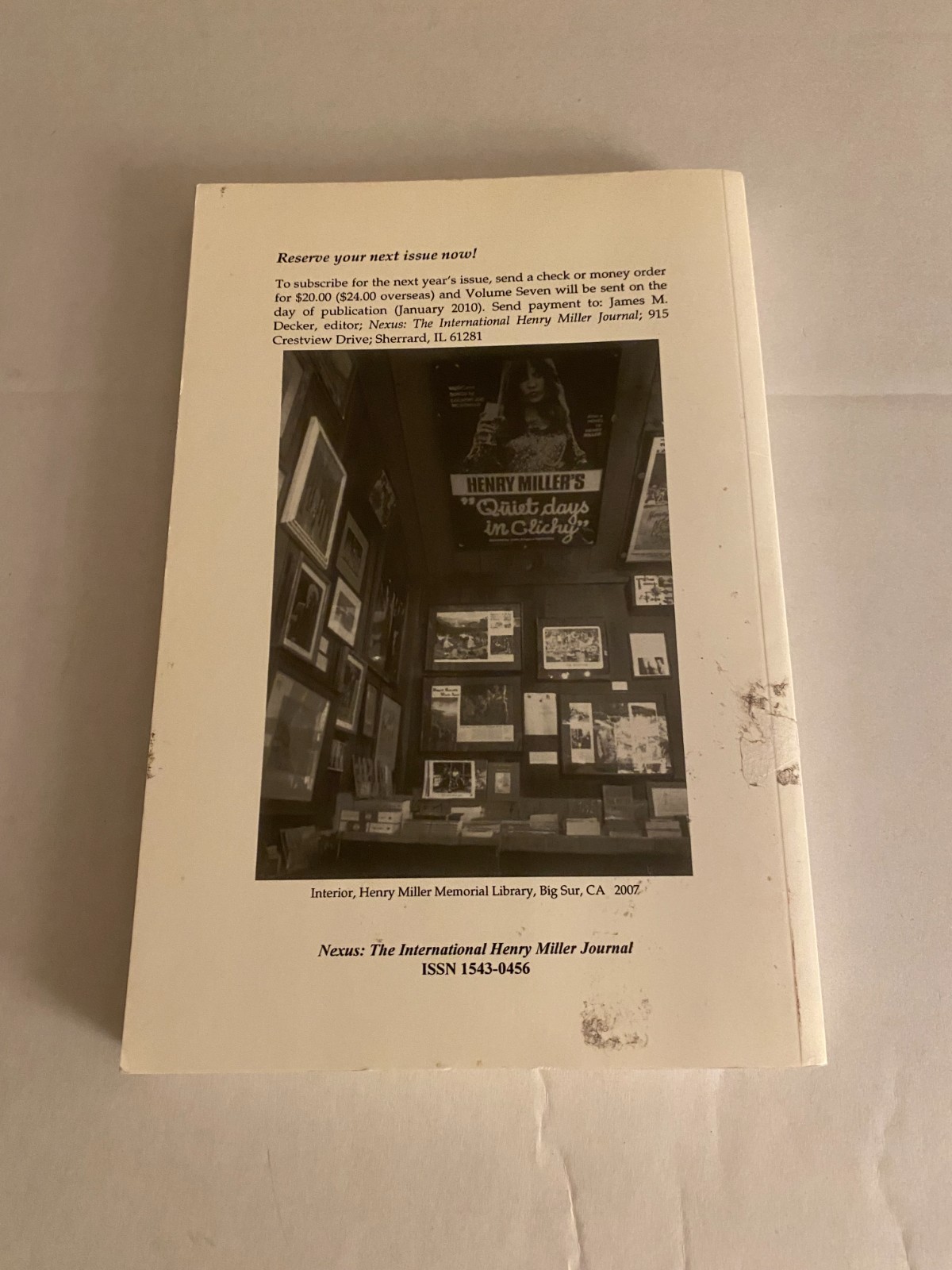Nexus : The International Henry Miller Journal Volume Three 2006 236 pages