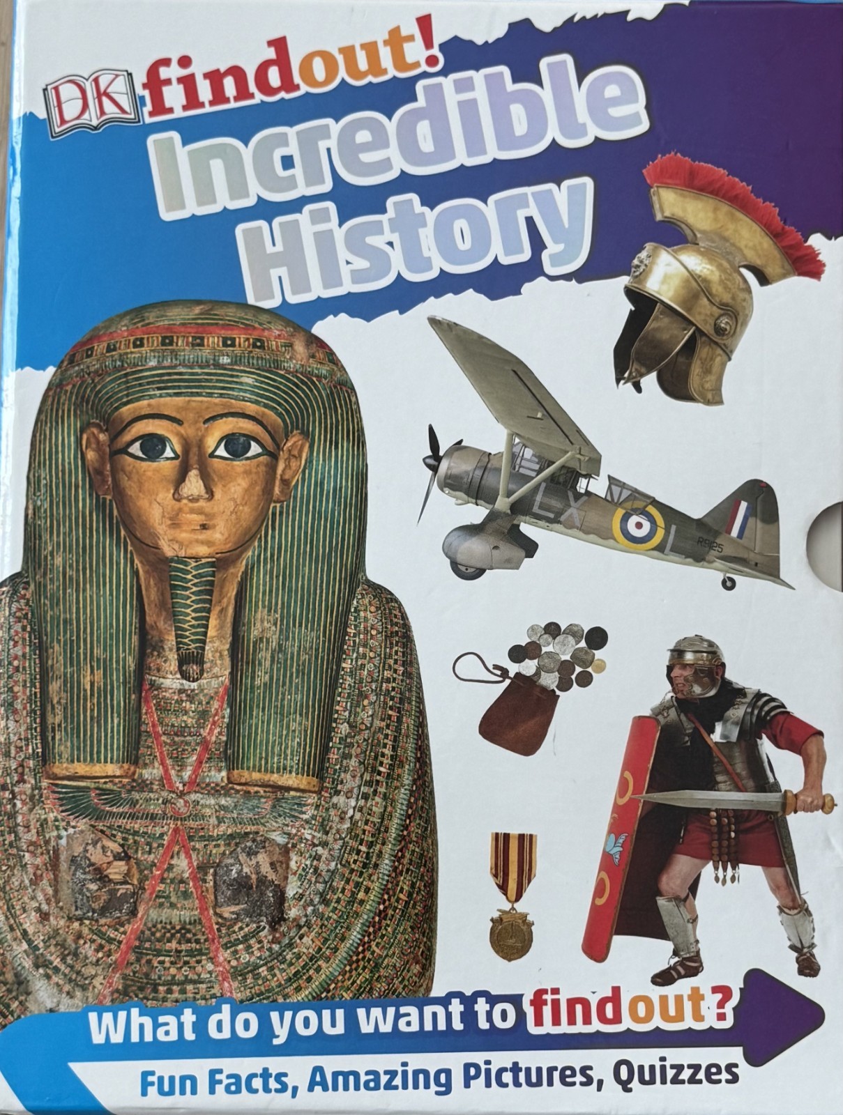 DK findout! Incredible History w 8 Books: Rome, Stone Age, Egypt, WW I-II..