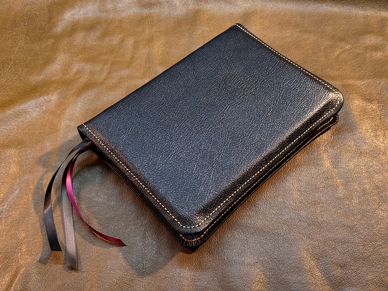Beautiful Word Bible, Pebbled Black Goatskin Leather, Brown Liner, 3 Ribbons