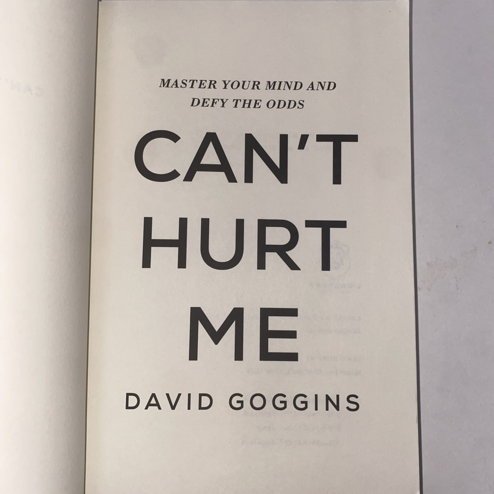 Cant Hurt Me Master Your Mind and Defy the Odds by David Goggins 2018 PB Book