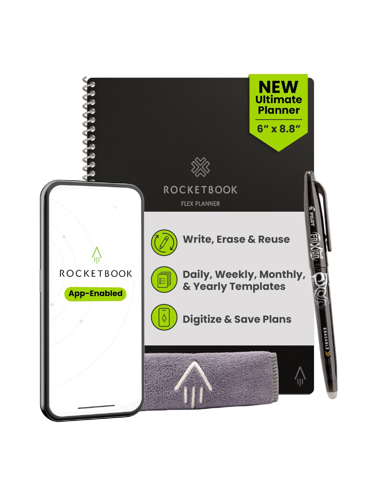 Flex Reusable Planner, Smart Undated, Daily, Weekly, Monthly, Annual Calendar…