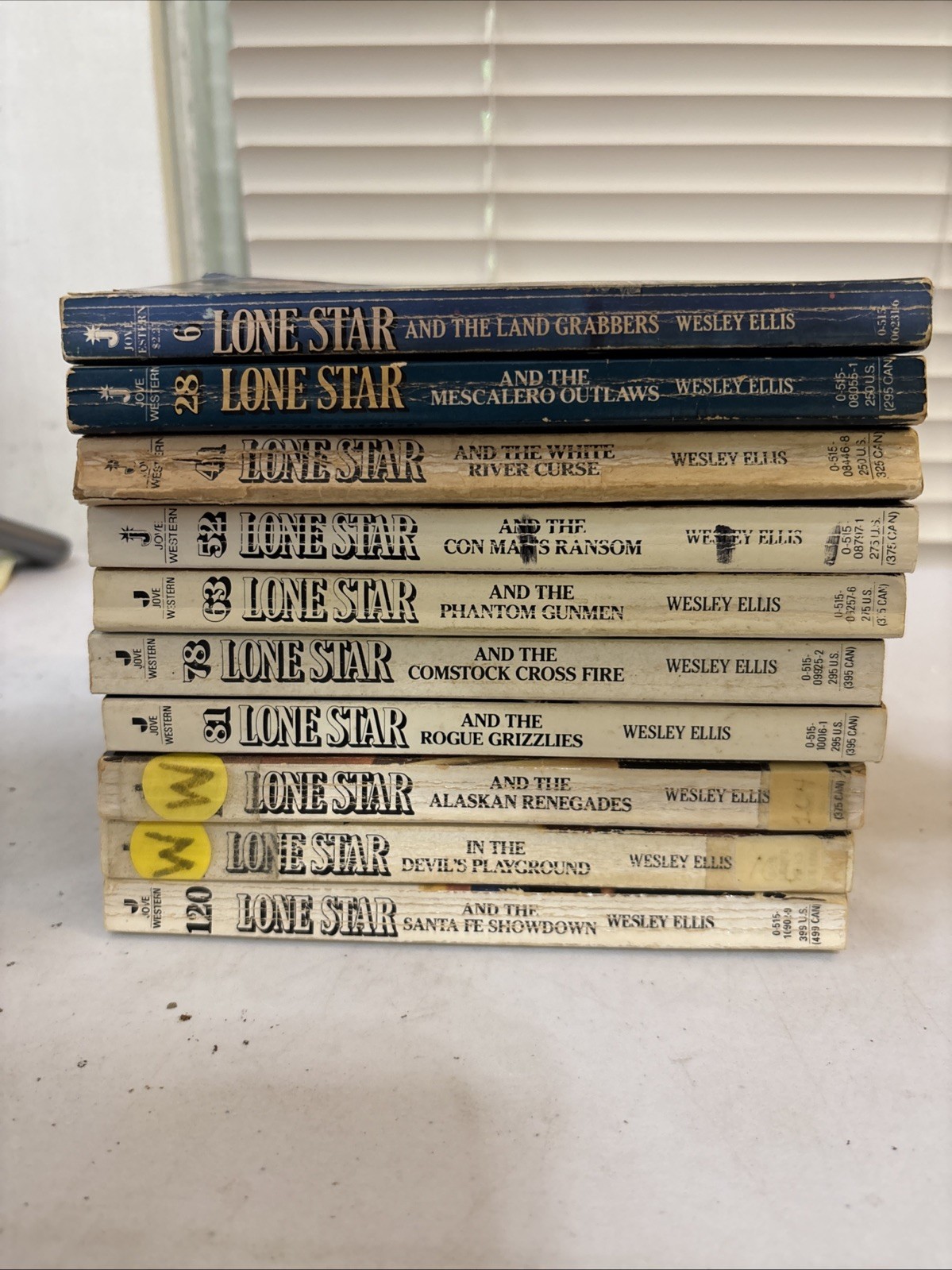 Lot of 10 Westerns – Wesley Ellis – Lone Star – Mass Paperbacks – FREE SHIPPING