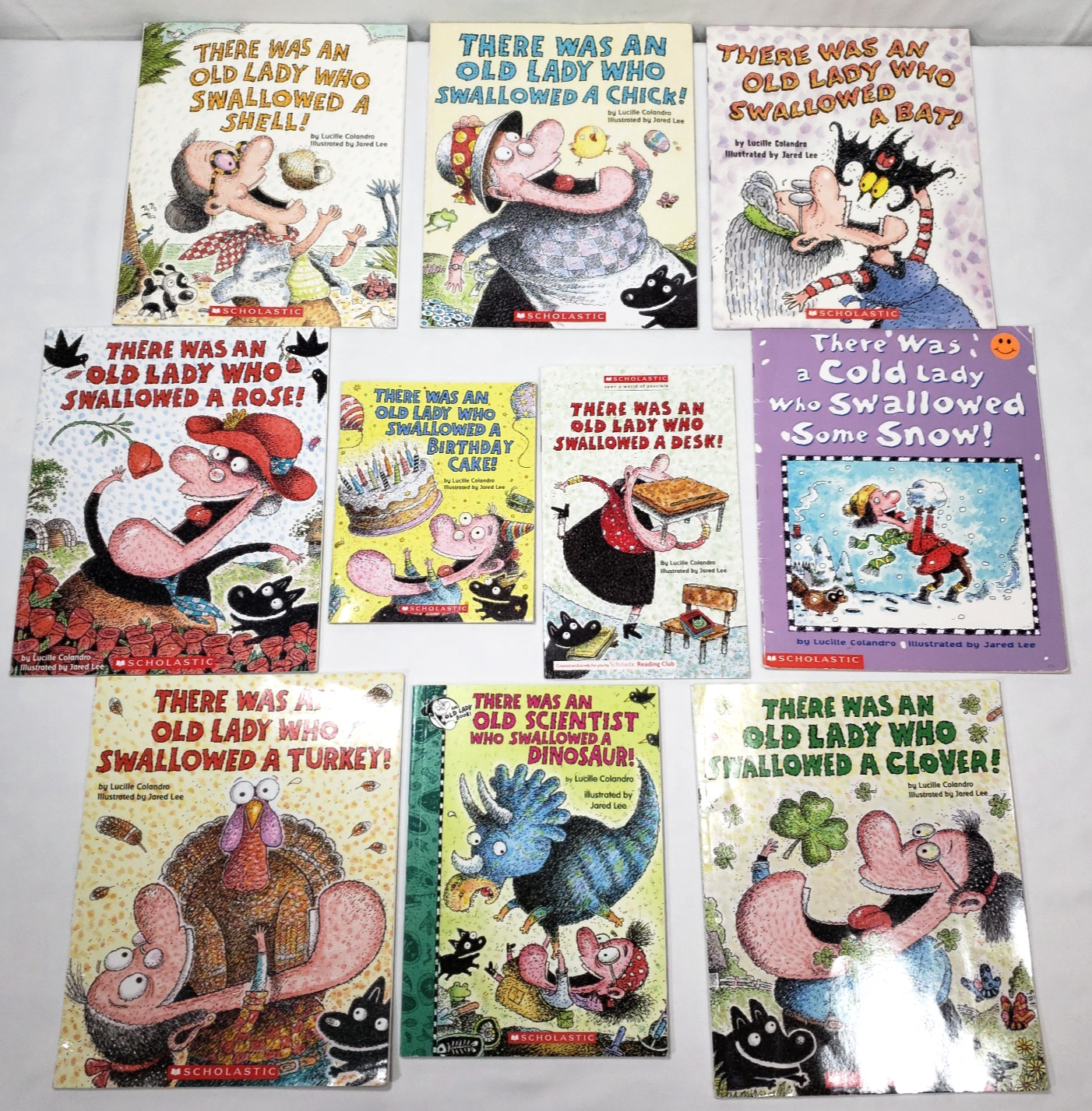 Lucille Colandro Lot 10 Books There Was An Old Lady Who Swallowed A Fly Series