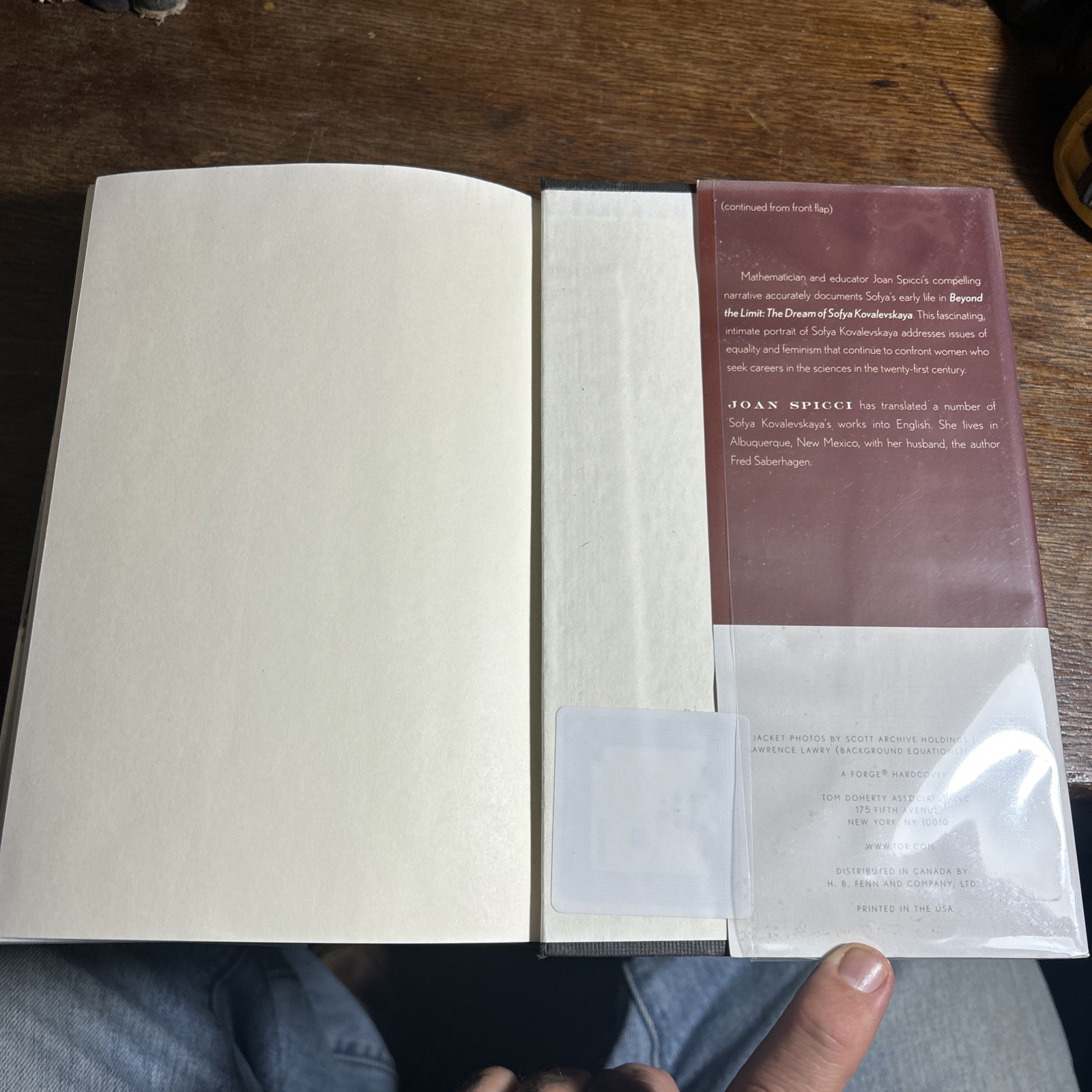 Beyond the Limit The Dream Sofya Kovalevskaya Spicci, Joan HCDJ 1st Ed 1st Print