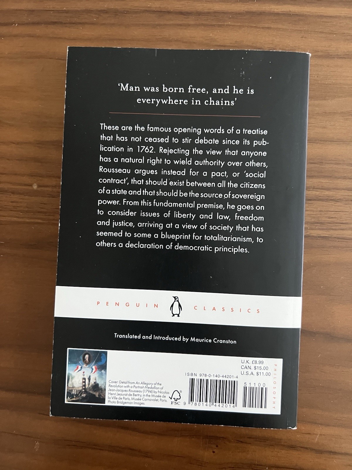 Social Contract by Jean-Jacques Rousseau (1968, Uk-B Format Paperback)