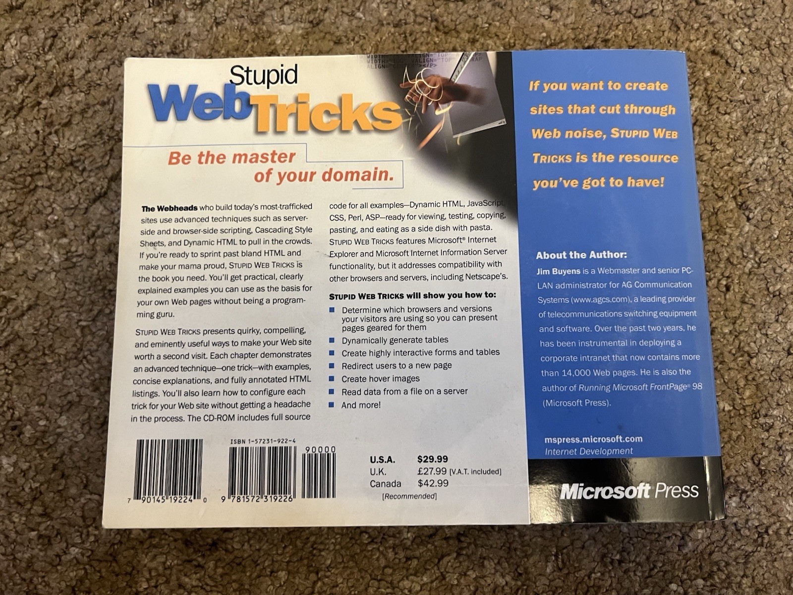 Microsoft Press Studio Web Tricks by Jim Buyens – Book Only – No CD-ROM