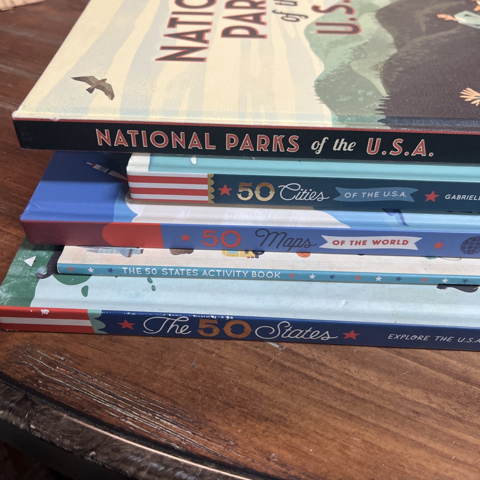 Lot Of 5 Wide Eye Geography 50 States Maps Cities National Parks USA Books