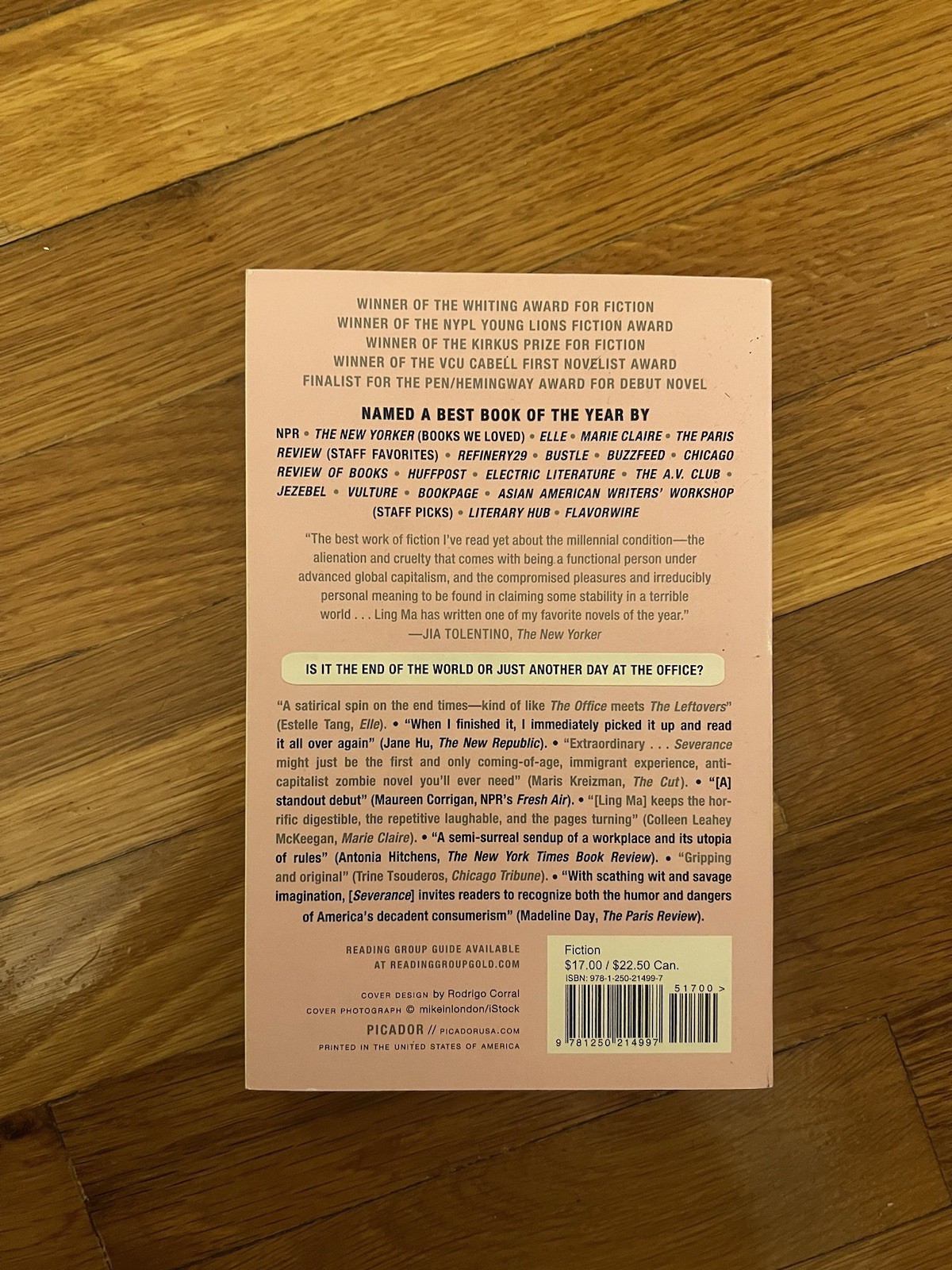 Severance : A Novel by Ling Ma (2019, Trade Paperback)