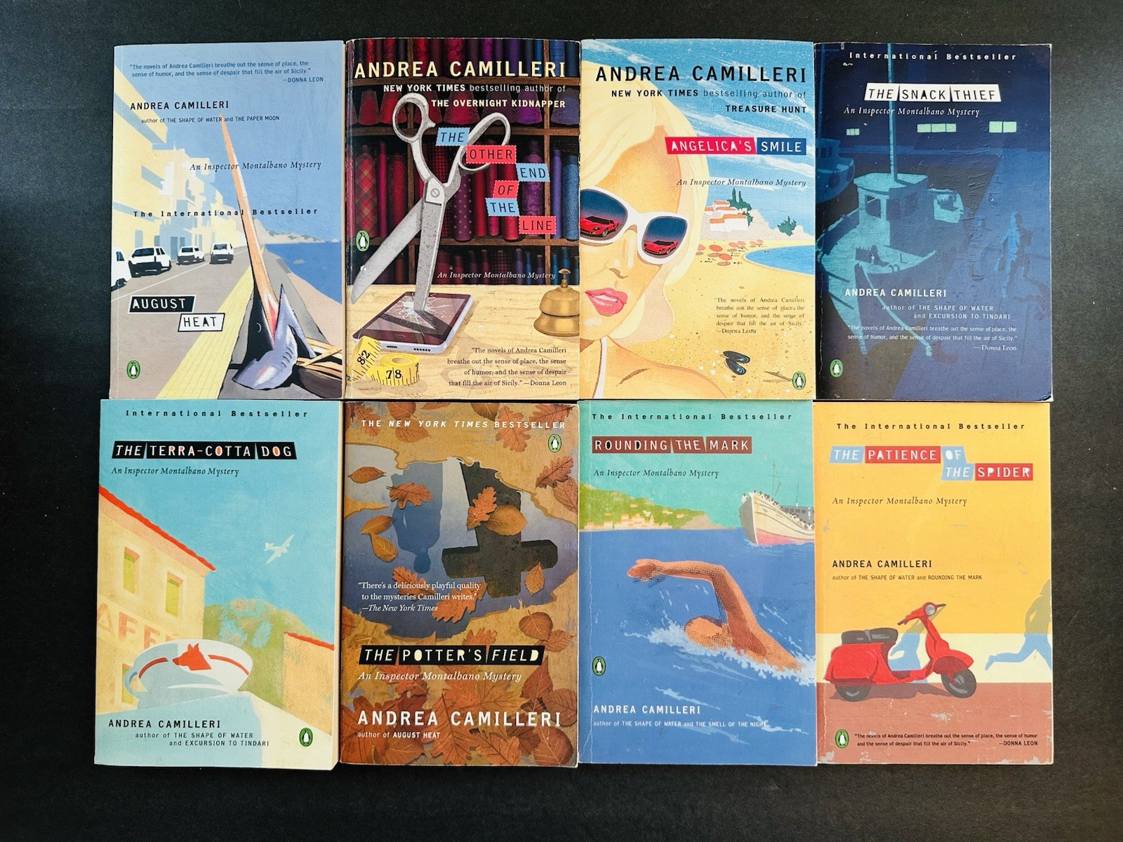 Lot of 8 Inspector Montalbano Mystery Series by Andrea Camilleri Trade Paperback