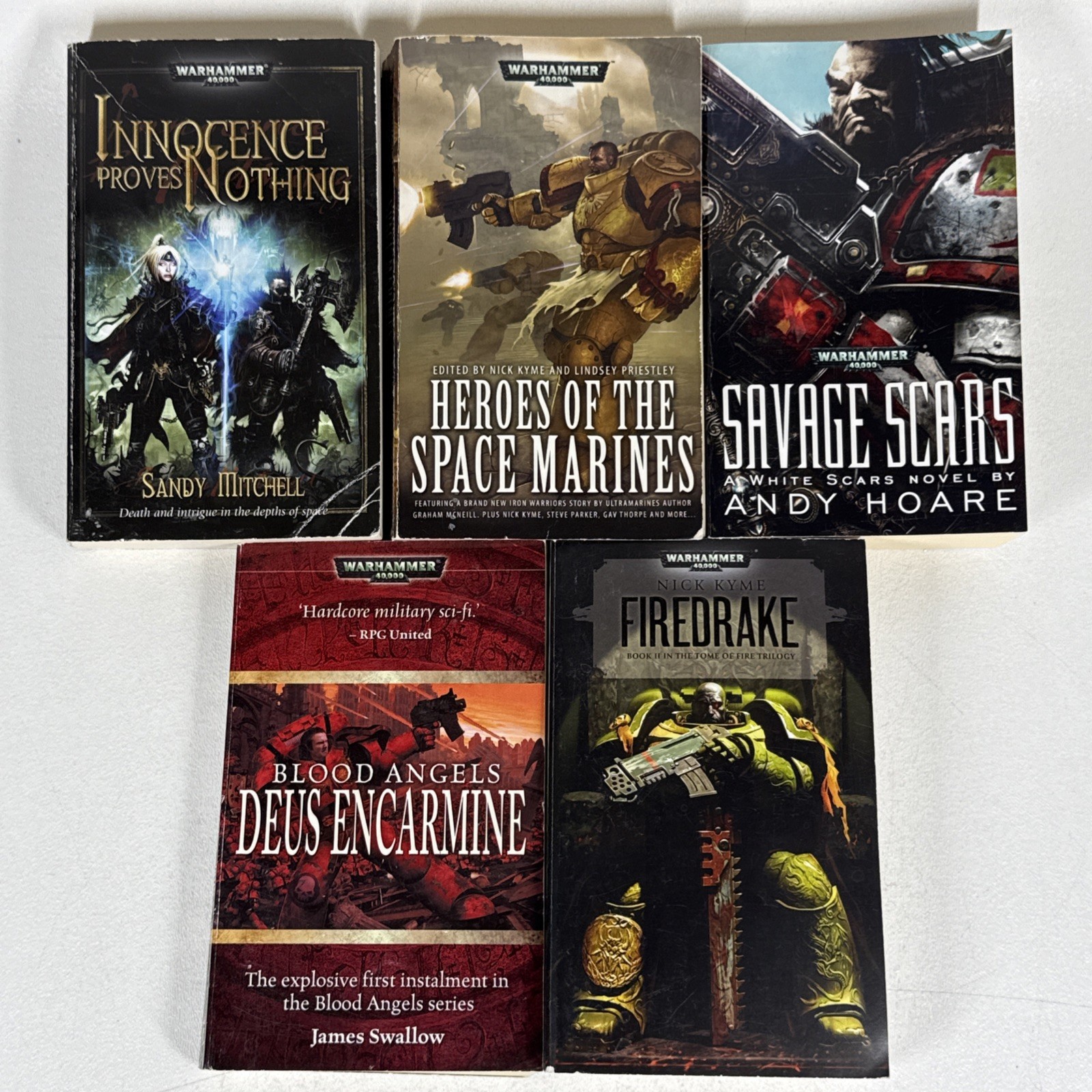Warhammer 40k Book Lot Of 5 Firedrake Deus Encarmine Savage Space Marines