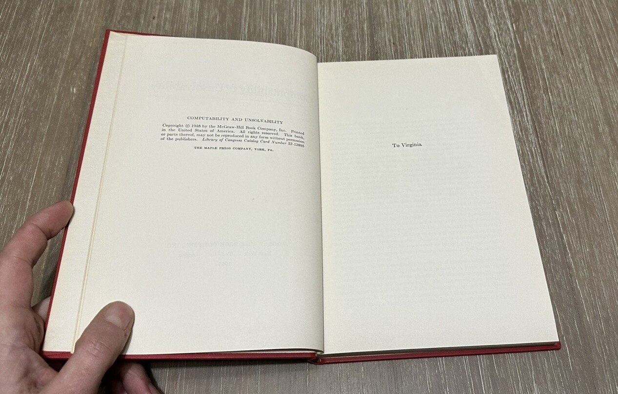 Computability & Unsolvability by Martin Davis 1958 HC / DJ / 1st Edition