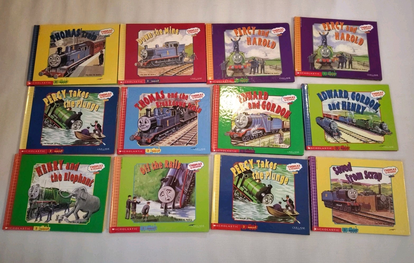 12 THOMAS THE TANK ENGINE & FRIENDS Club 2 Books in 1 Awdry Scholastic HC Lot
