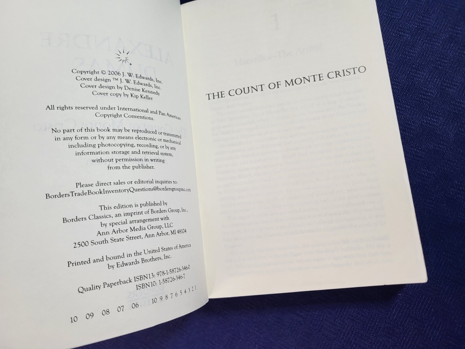 The Count of Monte Cristo Borders Classics – Abridged Like New
