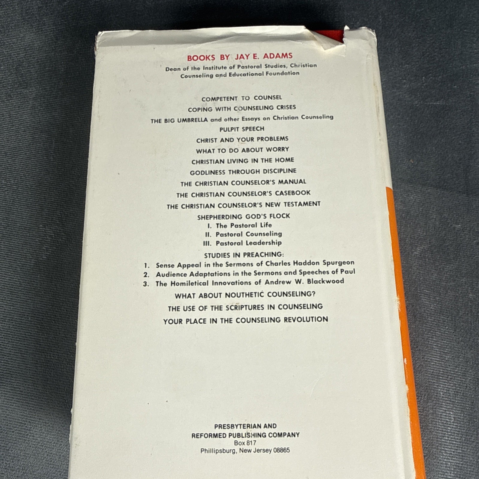 JAY E. ADAMS Library books Christian Counseling Marriage Manual Lot 3