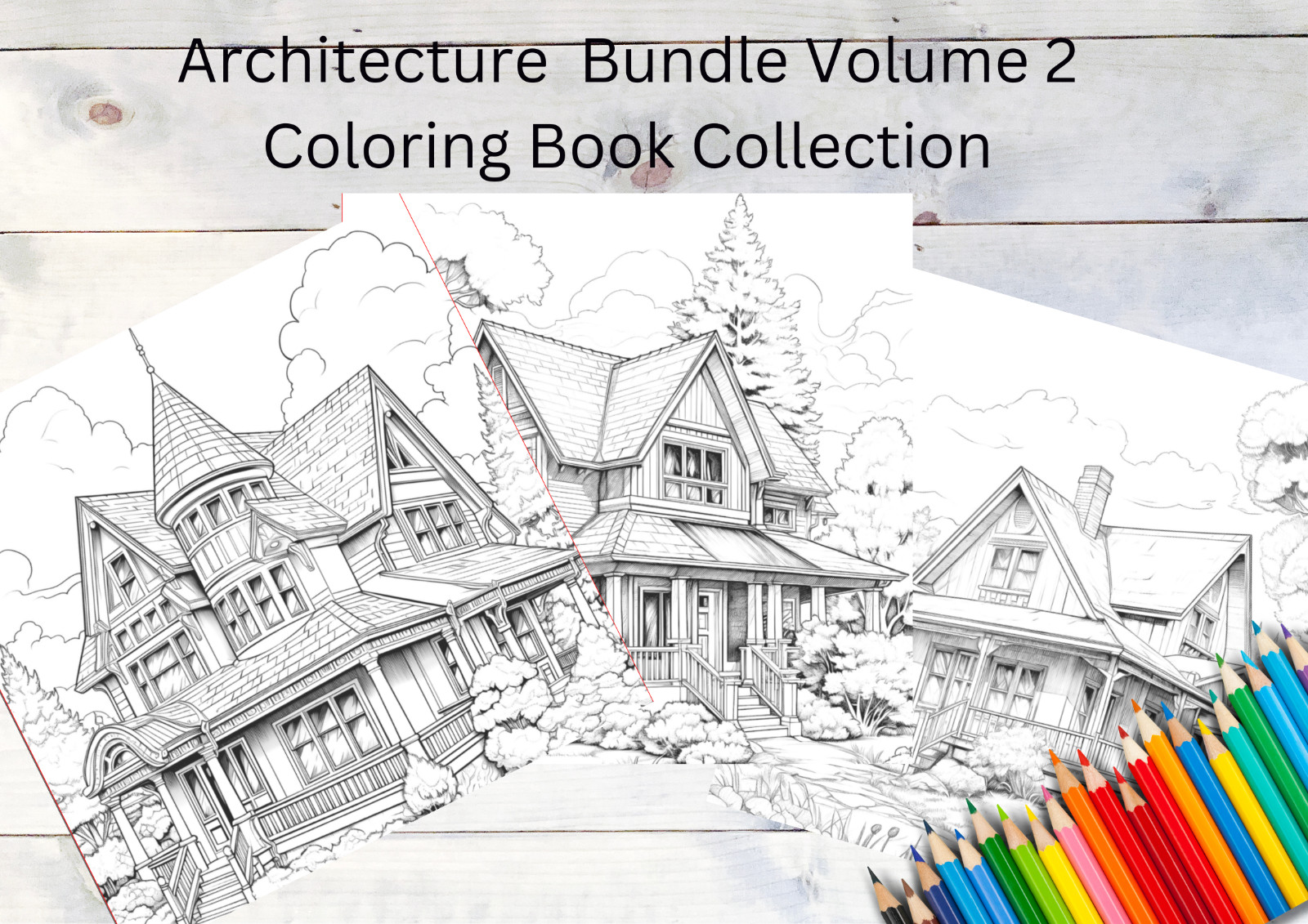 Adult Coloring Pages Bundle Architect bundle 300 Pg Vol 2 Printable Pages