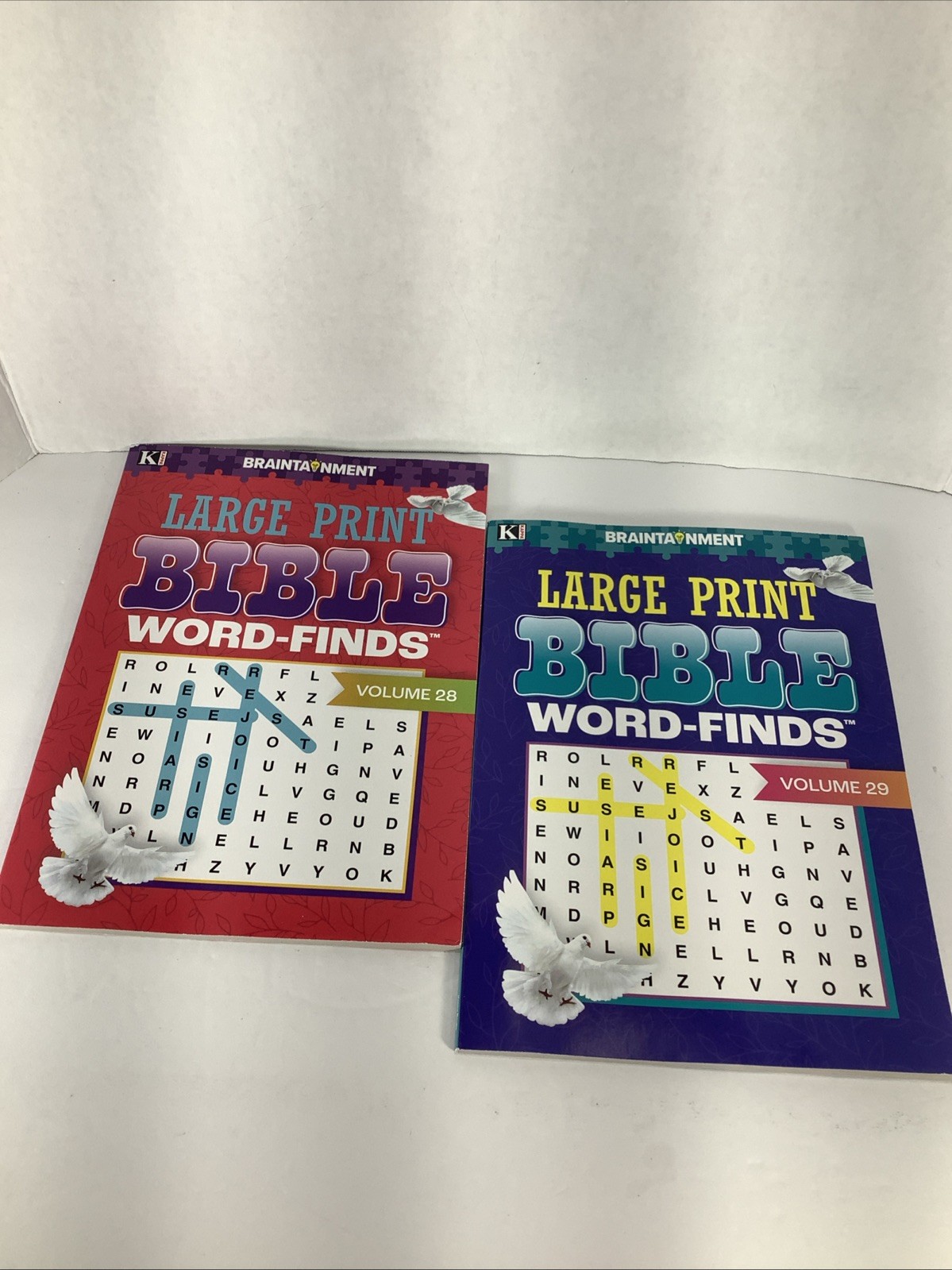 Set Of 2~Large Print Bible Word-Finds Puzzles Volume 28 & 29~NEW 8X10.75”