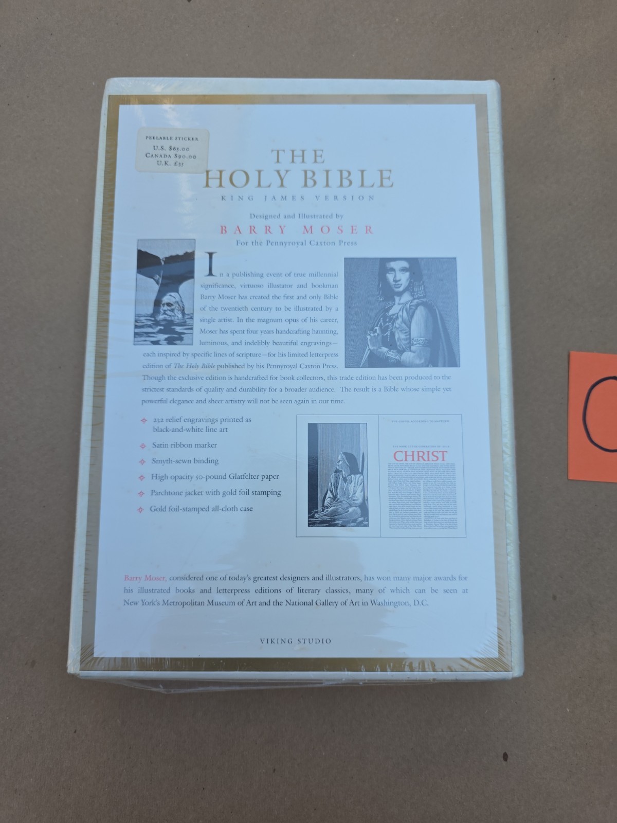 THE HOLY BIBLE BARRY MOSER VIKING STUDIO HARDCOVER SEALED IN ORIGINAL WRAP