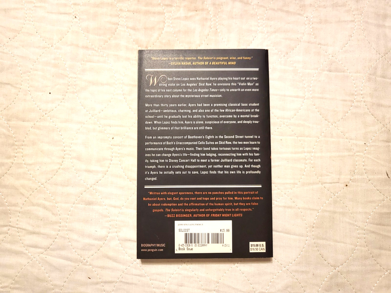 The Soloist Softcover by Steve Lopez Signed/Autographed 2010