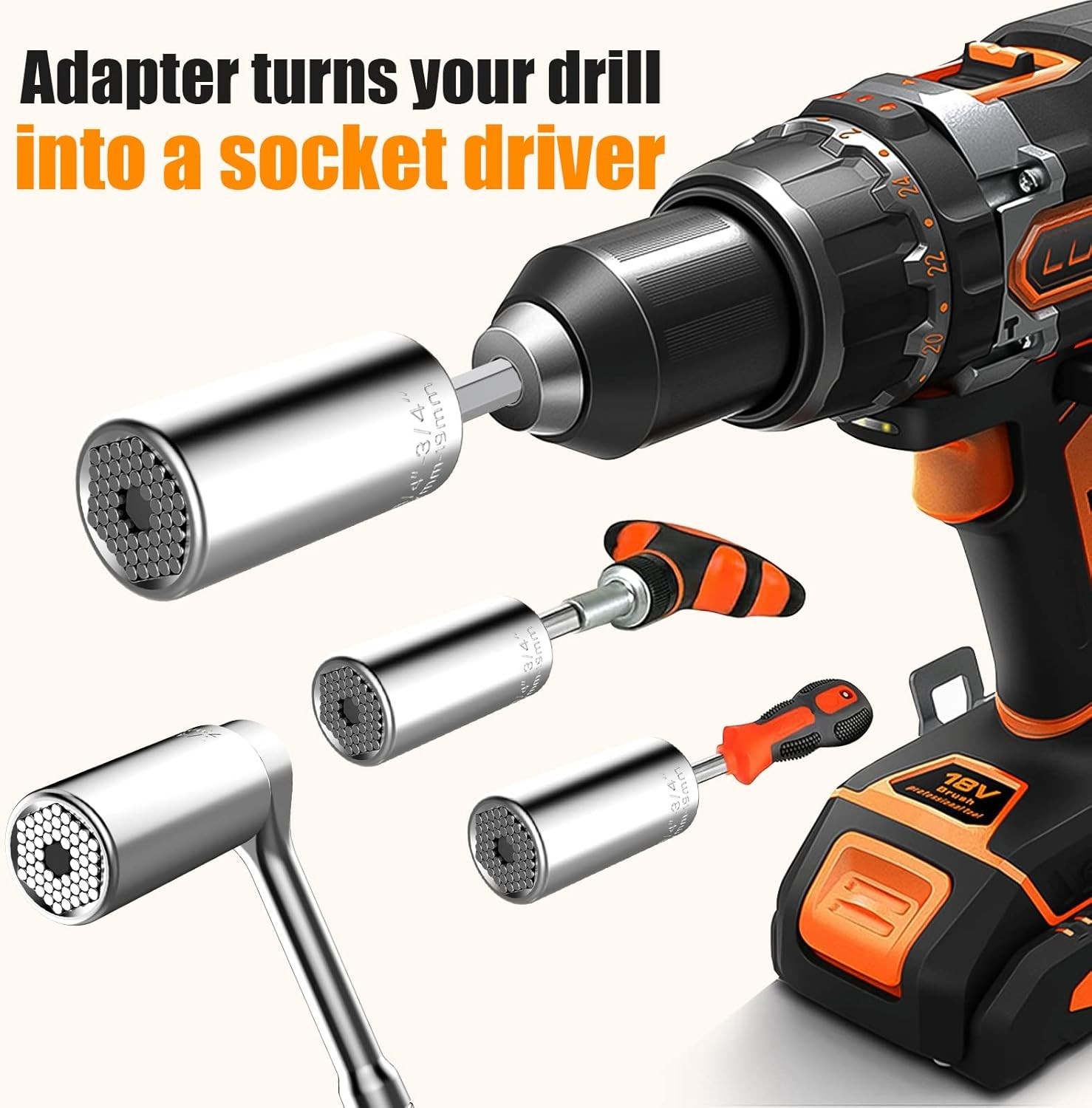 Professional Universal Socket Gifts – 7mm-19mm Tool Set with Power Drill Adapter
