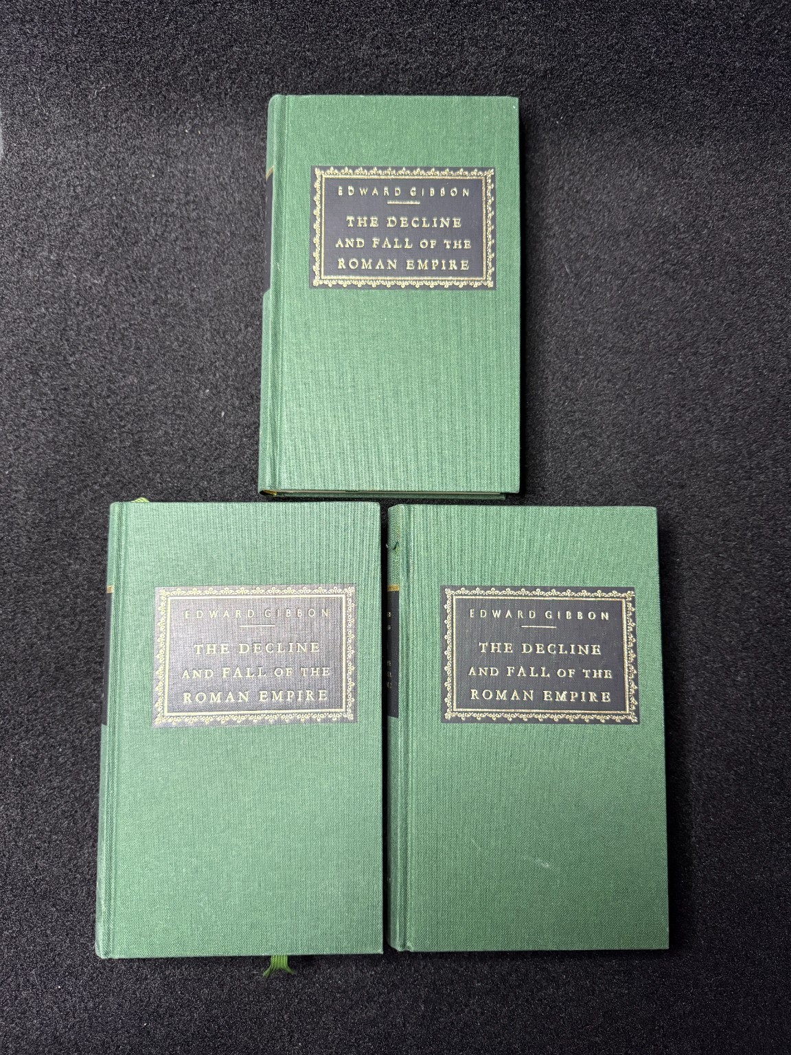 Edward Gibbon Decline Fall Roman Empire 3 Vol Set Green Cloth Hardcover History