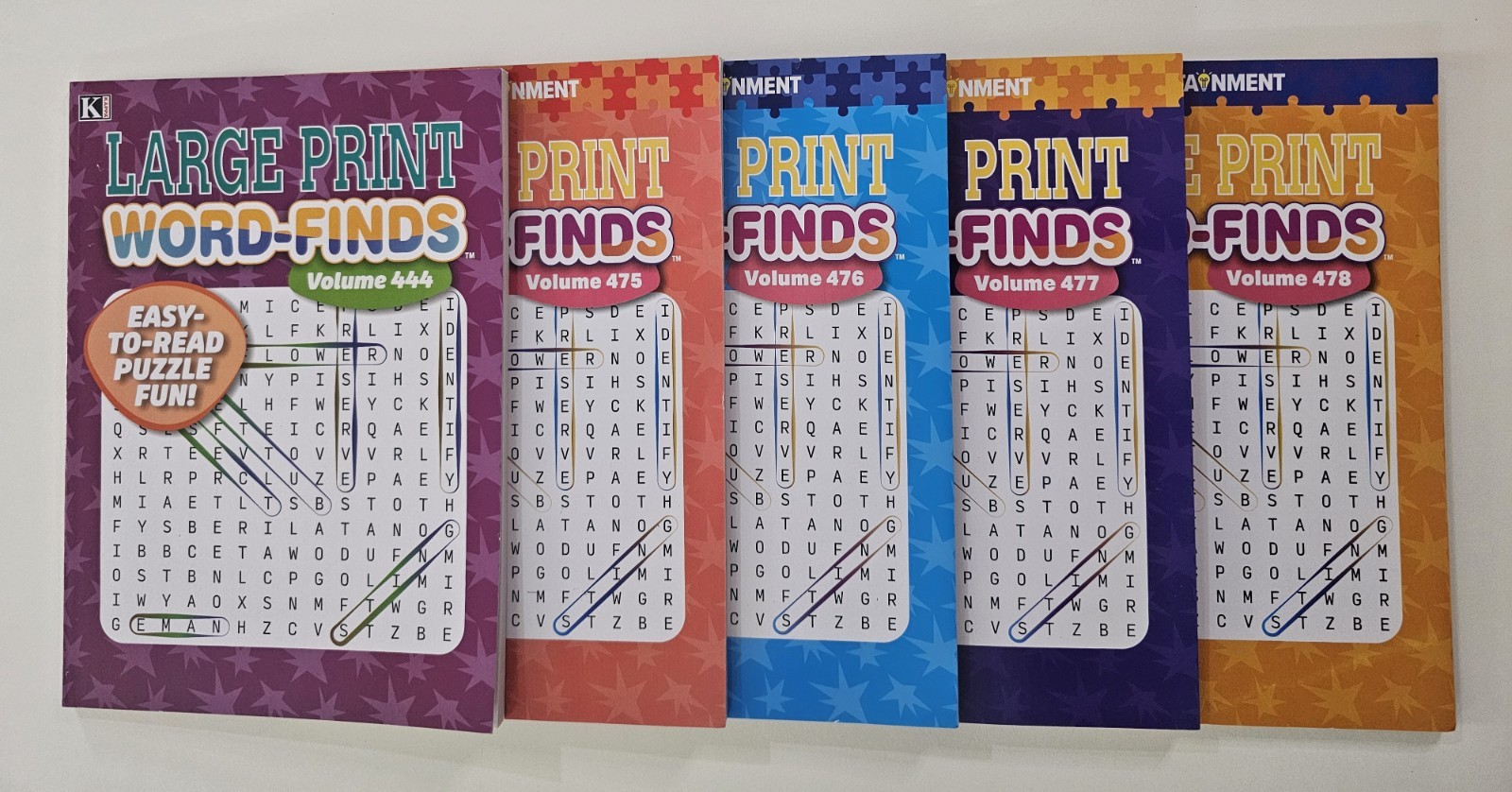 5 New Large Print Word-Finds Puzzle Books Kappa Games Vol #444-478 ~ Search,Hunt