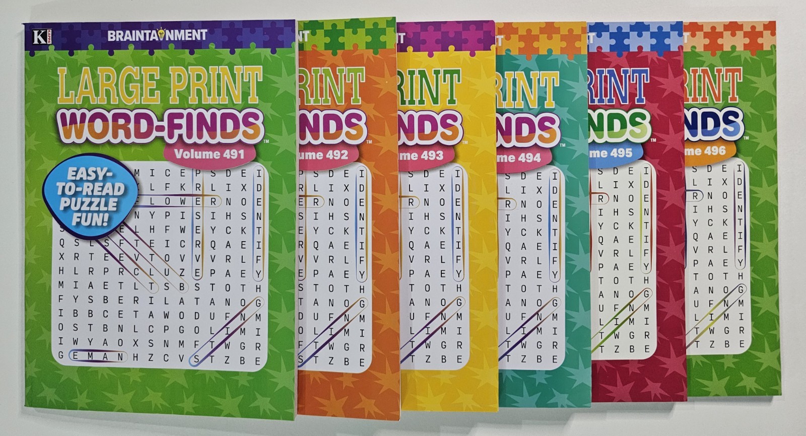 6 New Large Print Word-Finds Puzzle Books Kappa Games Vol# 491-496 ~ Search,Hunt