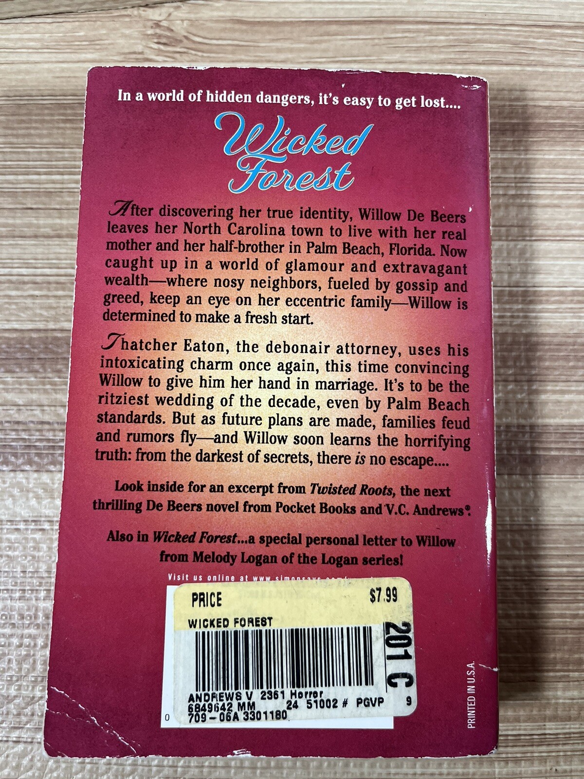 Wicked Forest & Hidden Leaves by VC Andrews (2 Books, DeBeers)