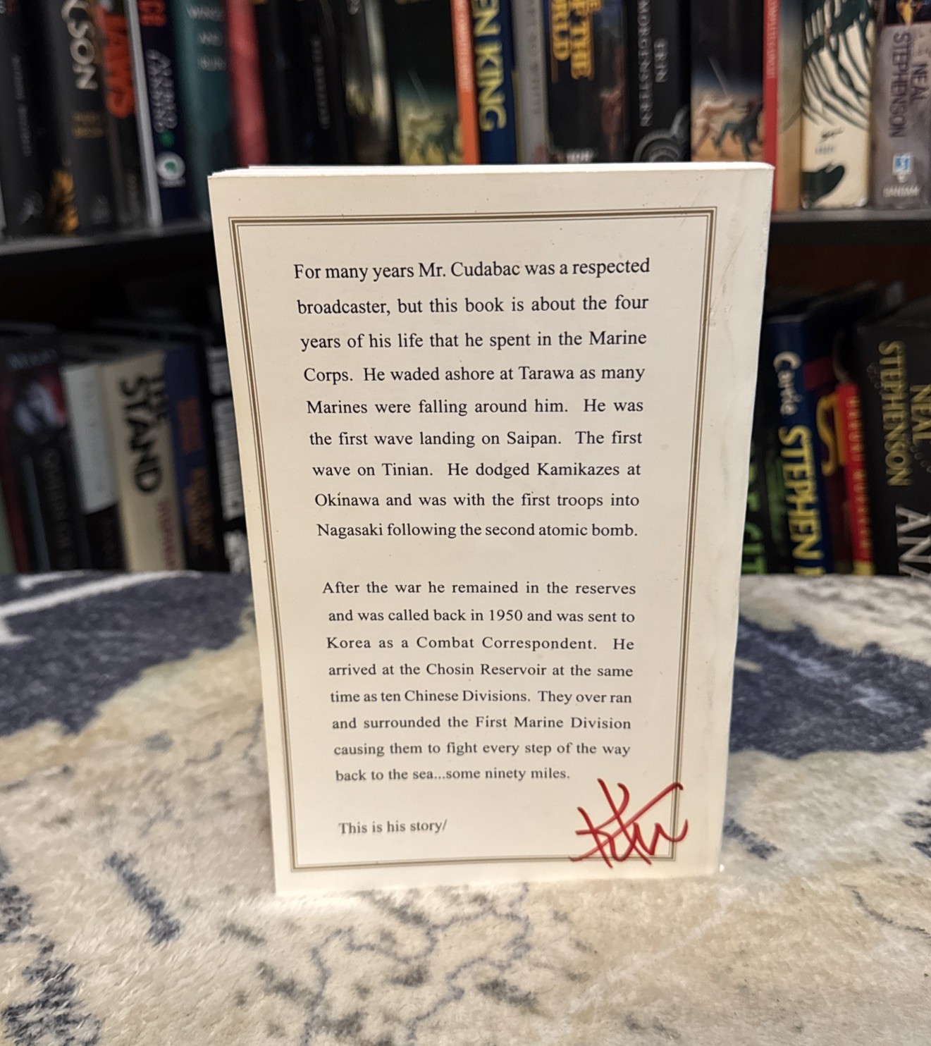 SIGNED – Tarawa To Chosin – Bill Cudabec (Rare Paperback) US Marine WWII WW2