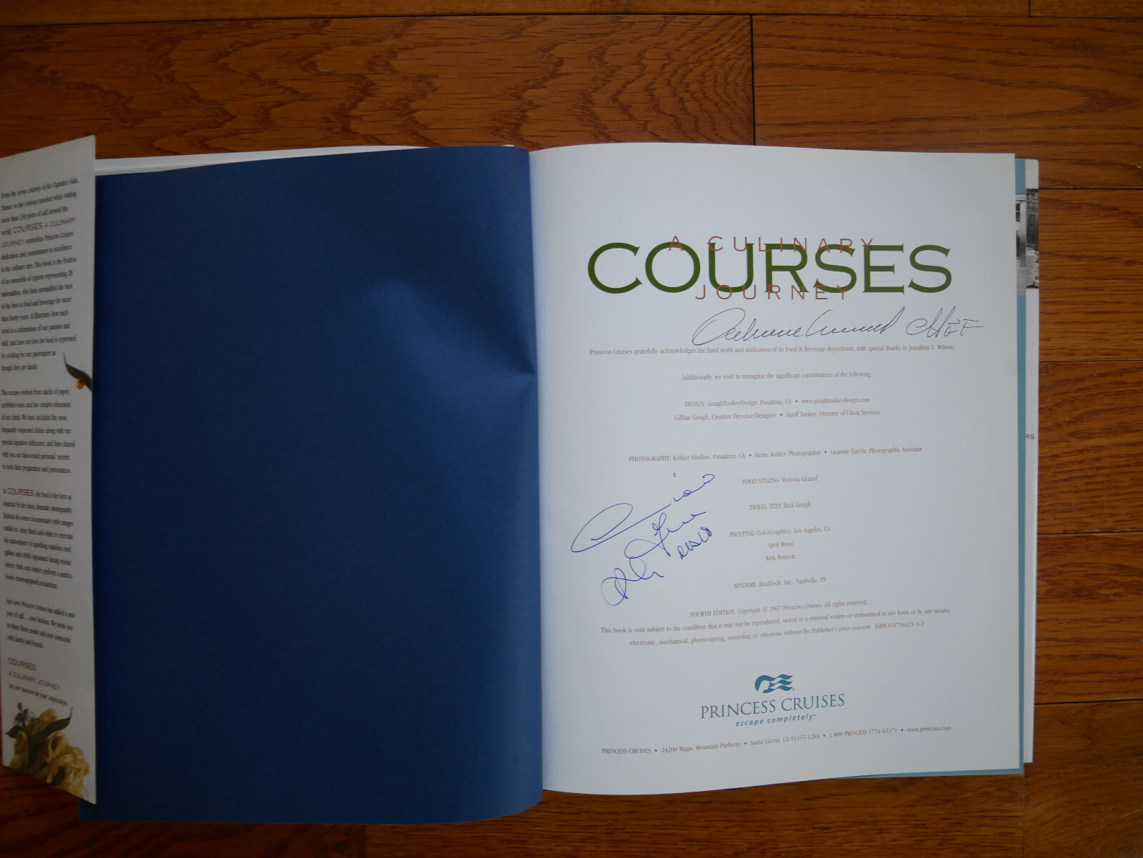 Courses A Culinary Journey Princess Cruises NEW Hardcover Signed