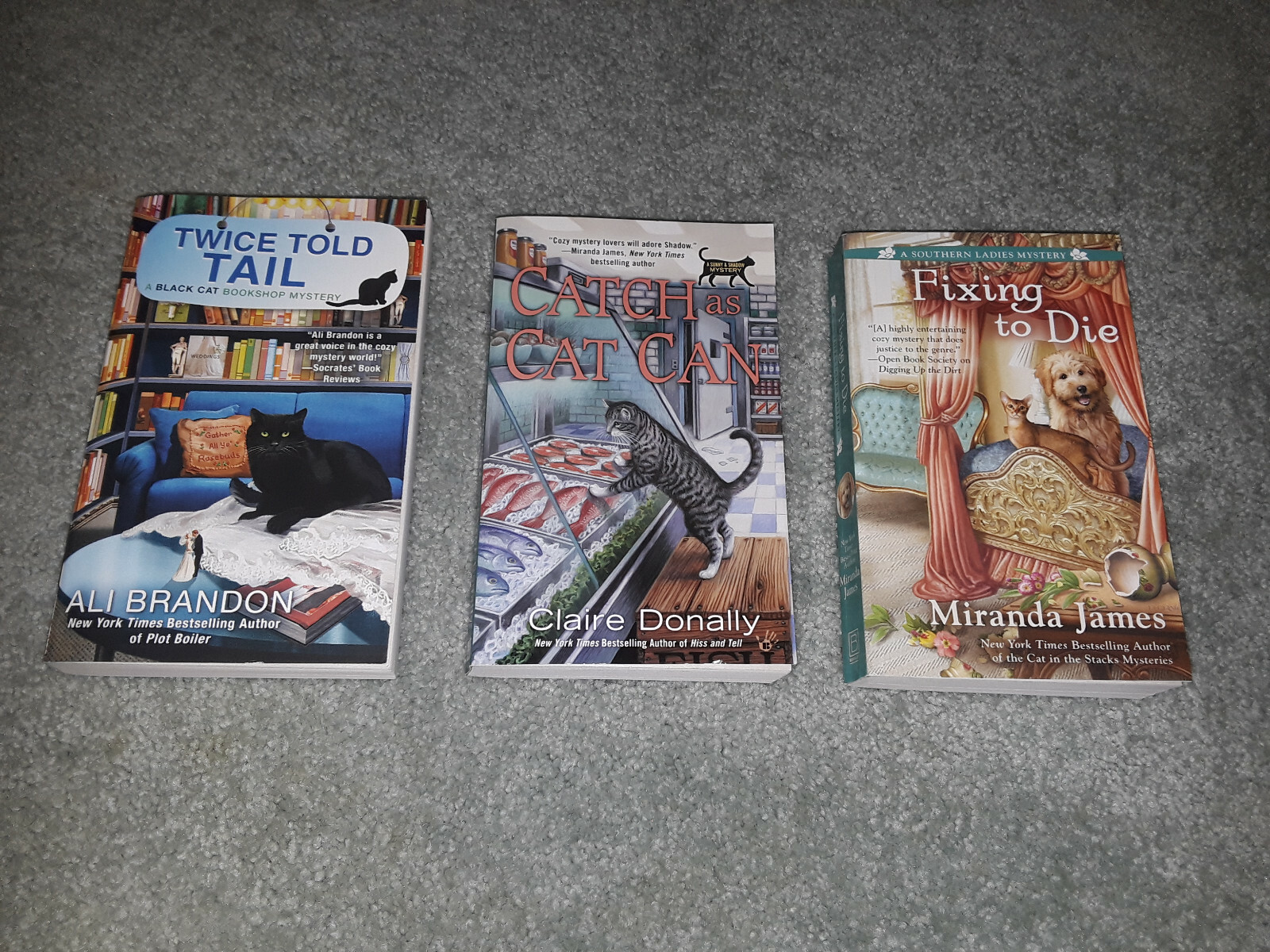 LOT 3 “CAT THEME” MURDER MYSTERY BOOKS ALI BRANDON CLAIRE DONALLY MIRANDA JAMES