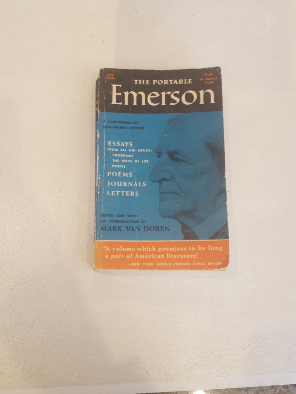 The Portable Emerson Edited by Mark Van Doren Paperback Rare 1956 Ed – 672 pages