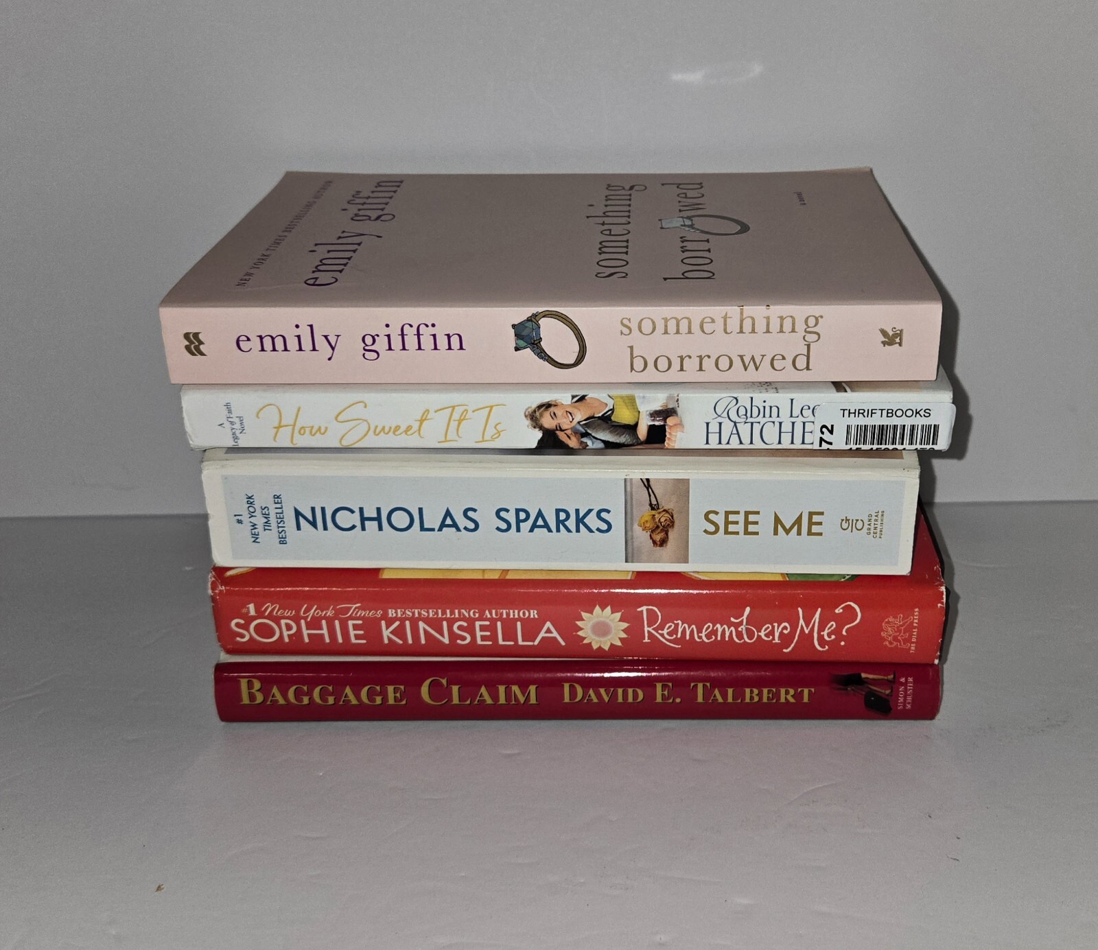 Lot of 5 Romance Novel Books Hardcover and Paperback-Sparks, Hatcher, Kinsella