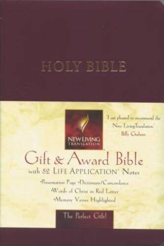 Gift and Award Bible (New Living Translation – NLT) Burgundy Cover – GOOD