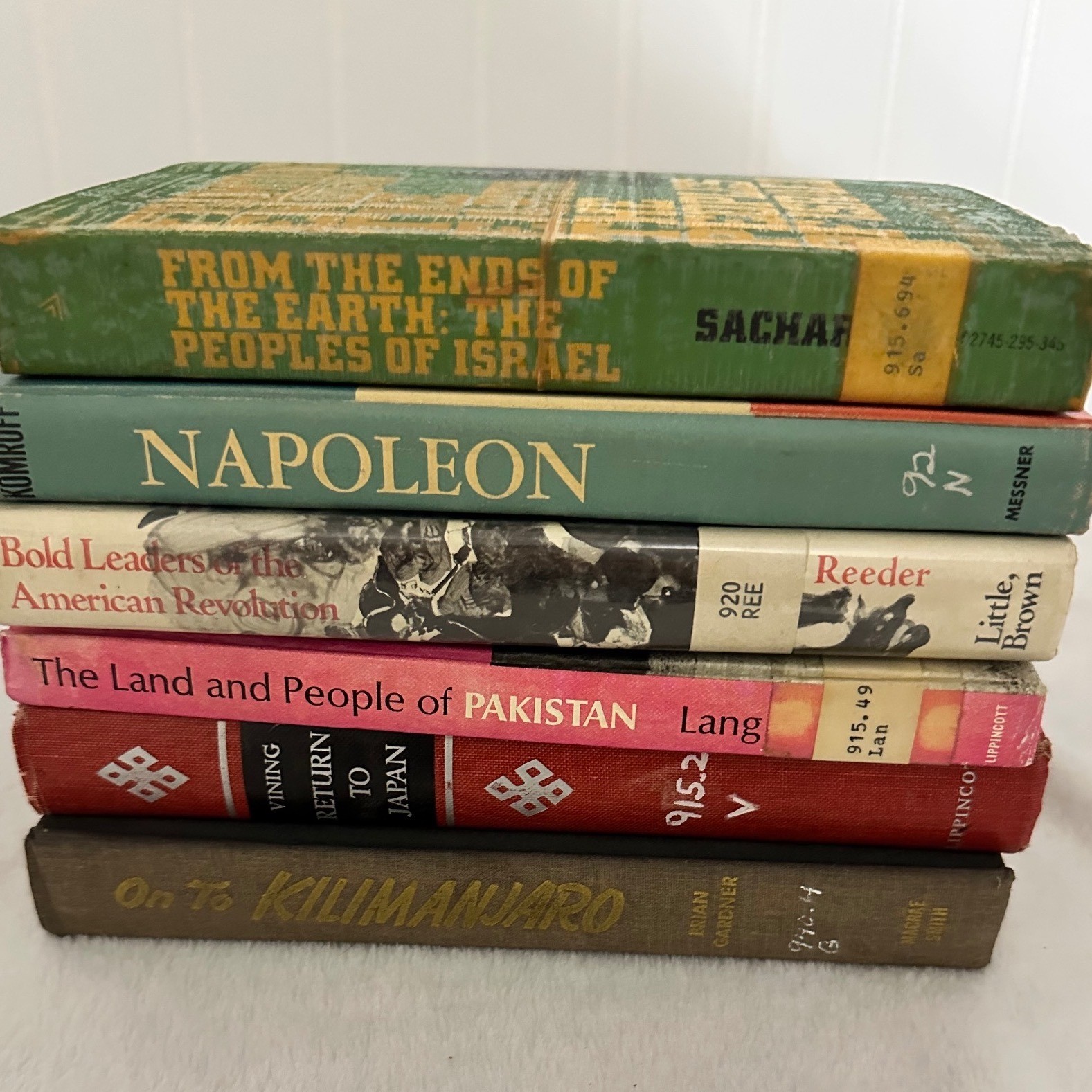 Vintage History Biography Book Lt 6pc Napoleon Israel Pakistan Japan Kilimanjaro
