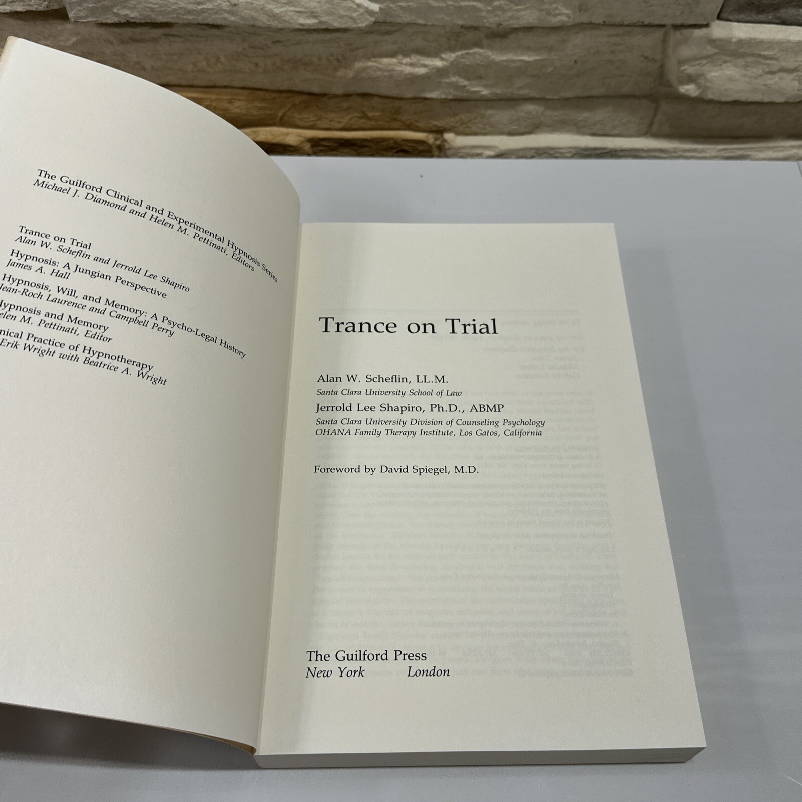Trance on Trial Alan Scheflin & Jerrold Lee Shapiro Guilford Press 1989 Paperbac