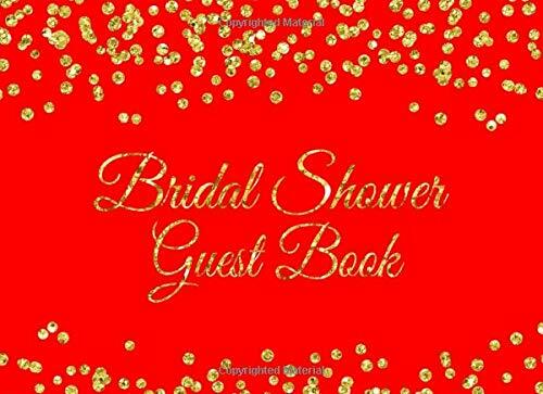 Bridal Shower Guest Book Red with Gold gems Paperback