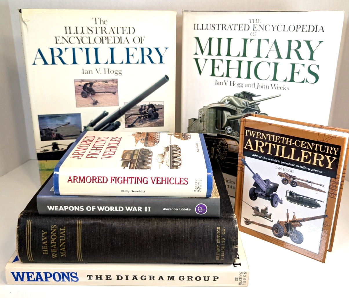 Military Weapons Reference Book Lot 7 Artillery Armored Vehicles WWII Encycloped