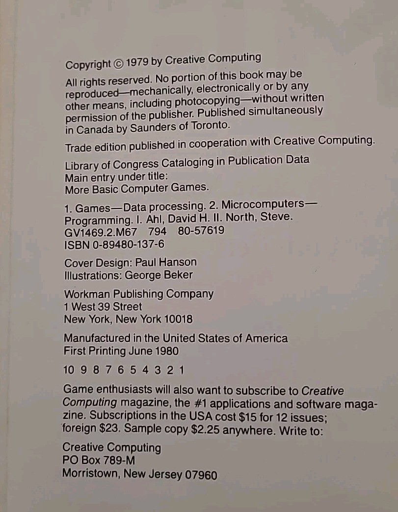 TRS-80 & Basic Computer Games (2) David Ahl & Nahigian – Vintage Programming PB
