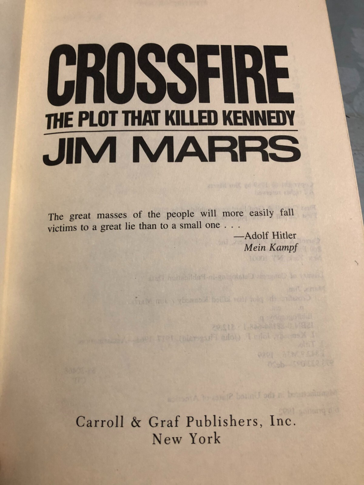 RARE! Crossfire : The Plot That Killed Kennedy by Jim Marrs (1992, Trade) GREAT!