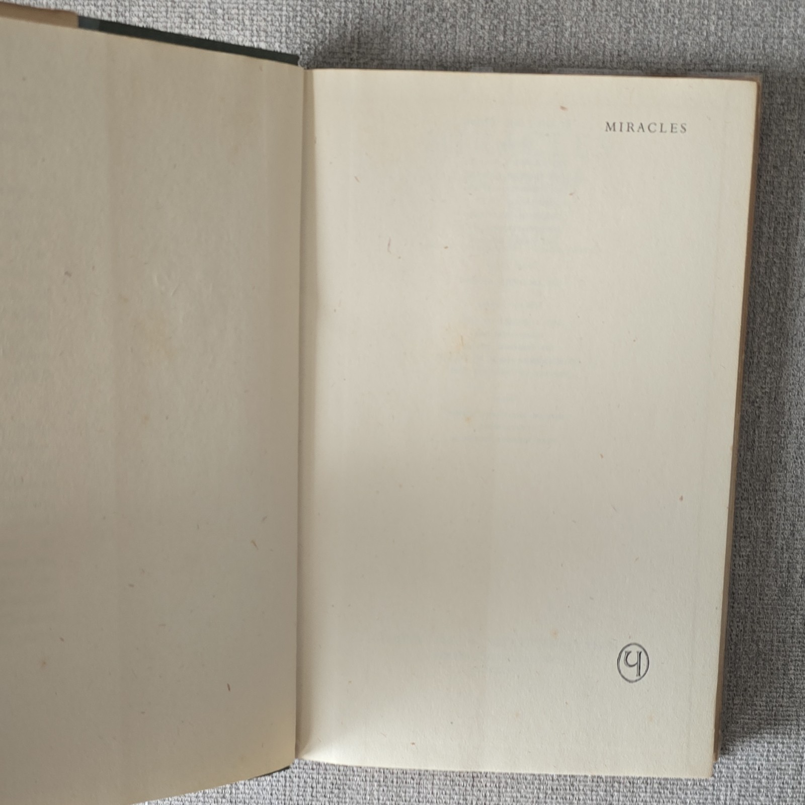 Miracles: A Preliminary Study C. S. Lewis Hardcover First Edition 1947