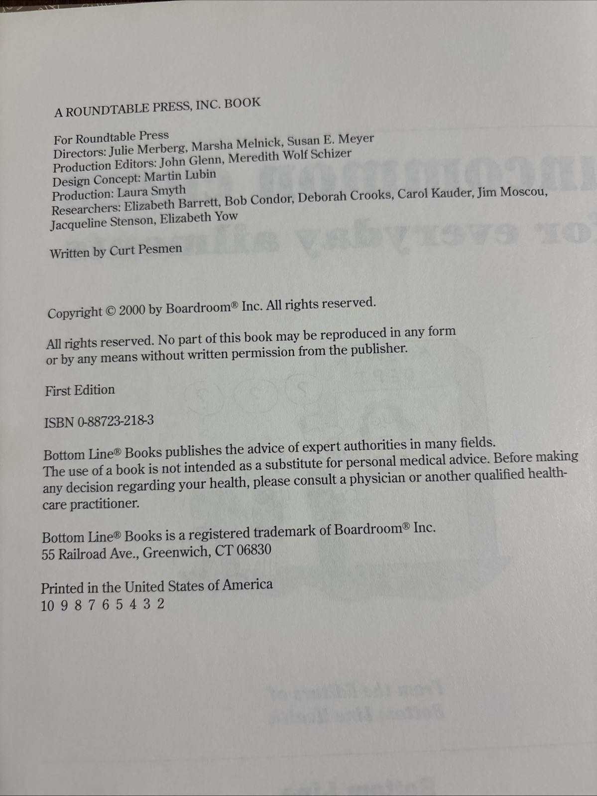 Uncommon Cures for Everyday Ailments by Bottom Line Editors 2000