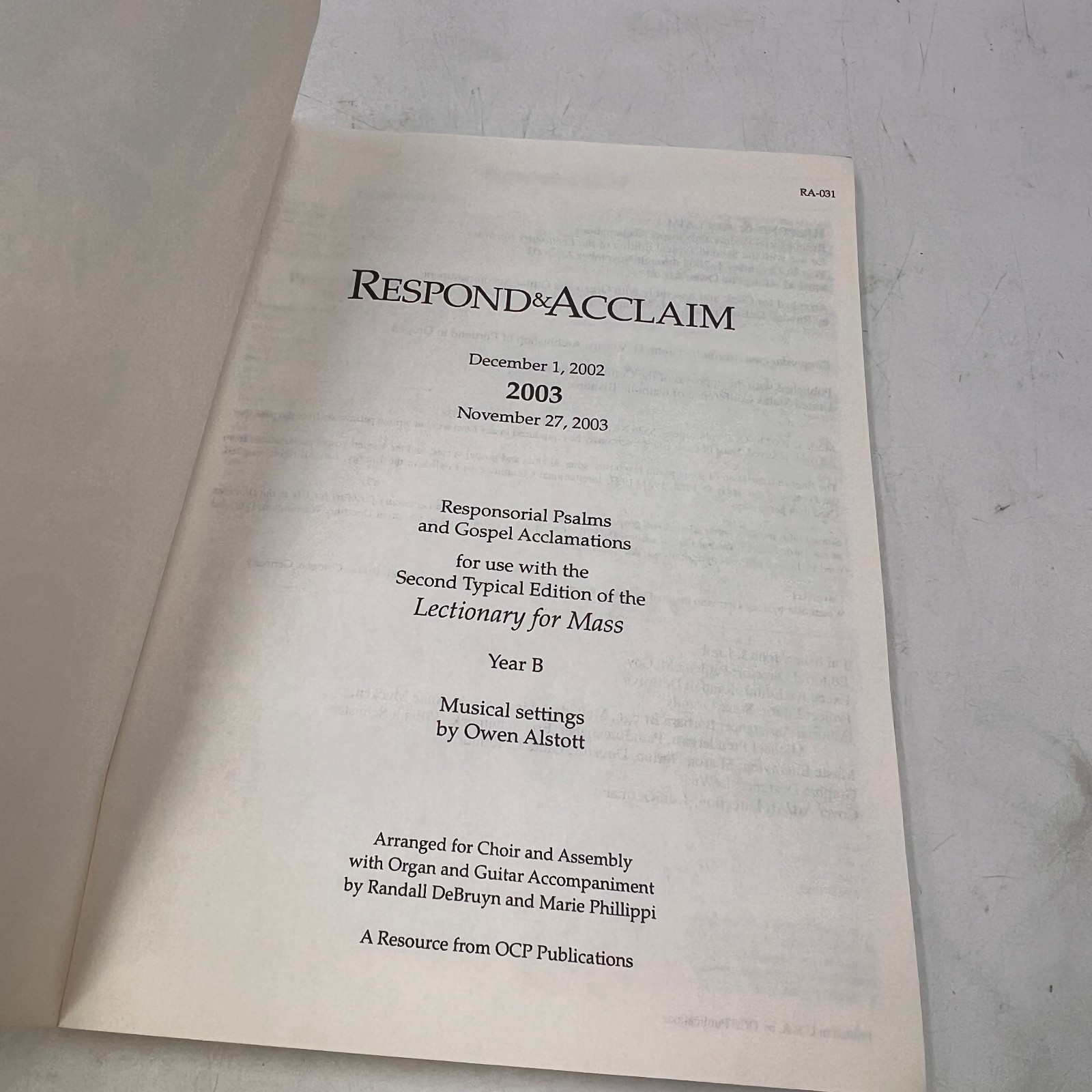 TWO VINTAGE OCP Respond & Acclaim 1996 2002 CATHOLIC LITURGY & HYMNS HYMNAL