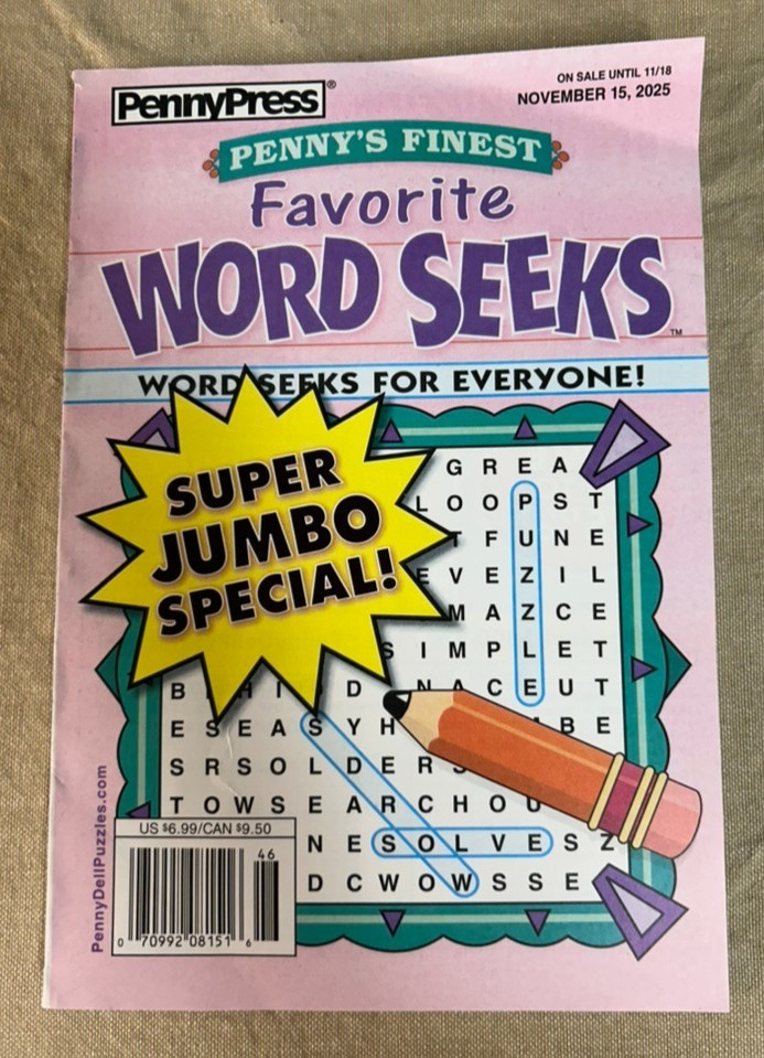 Penny Press Favorite Word Seeks ~ Super Jumbo Special ~ Nov. 2025
